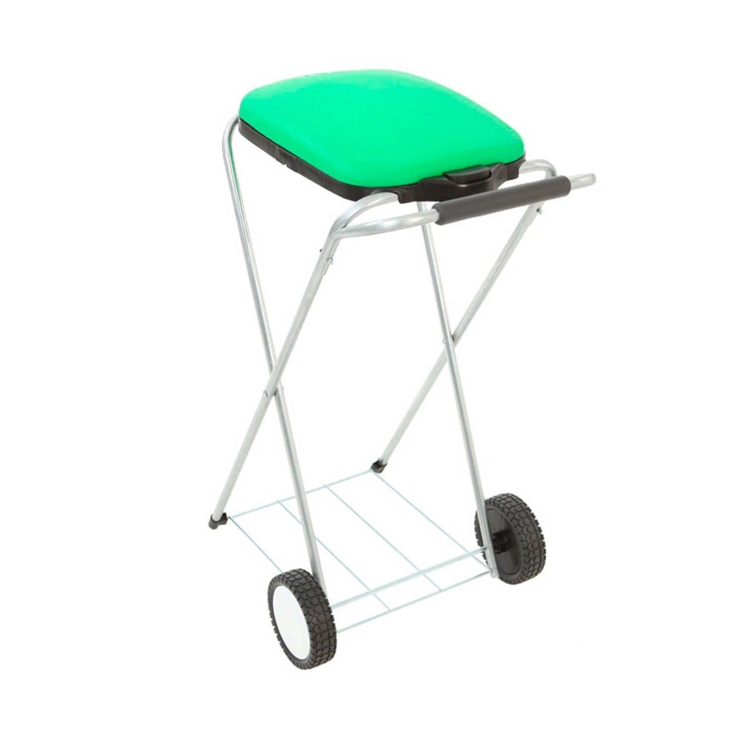 Bild von PROREGAL Klassischer Abfallsackständer Mit Deckel und Rollen HxBxT 83 x 44 x 56 cm Verzinkte Rohre Grün