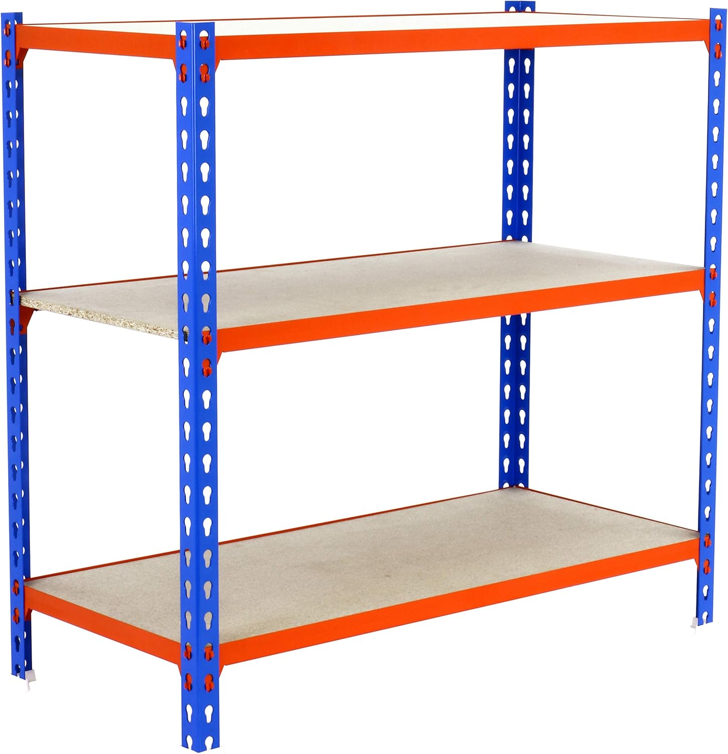 Bild von PROREGAL Schwerlastregal Baby MULI | HxBxT 90x80x50cm | 3 Fachböden | Fachlast 150kg | Blau-Orange | Lagerregal Kellerregal Werkstattregal