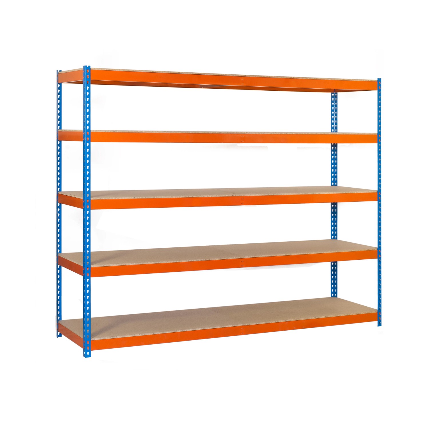 Bild von PROREGAL Schwerlastregal Wood Beast Five HxBxT 250 x 120 x 45 cm 5 Ebenen Fachlast 600 kg Blau-Orange