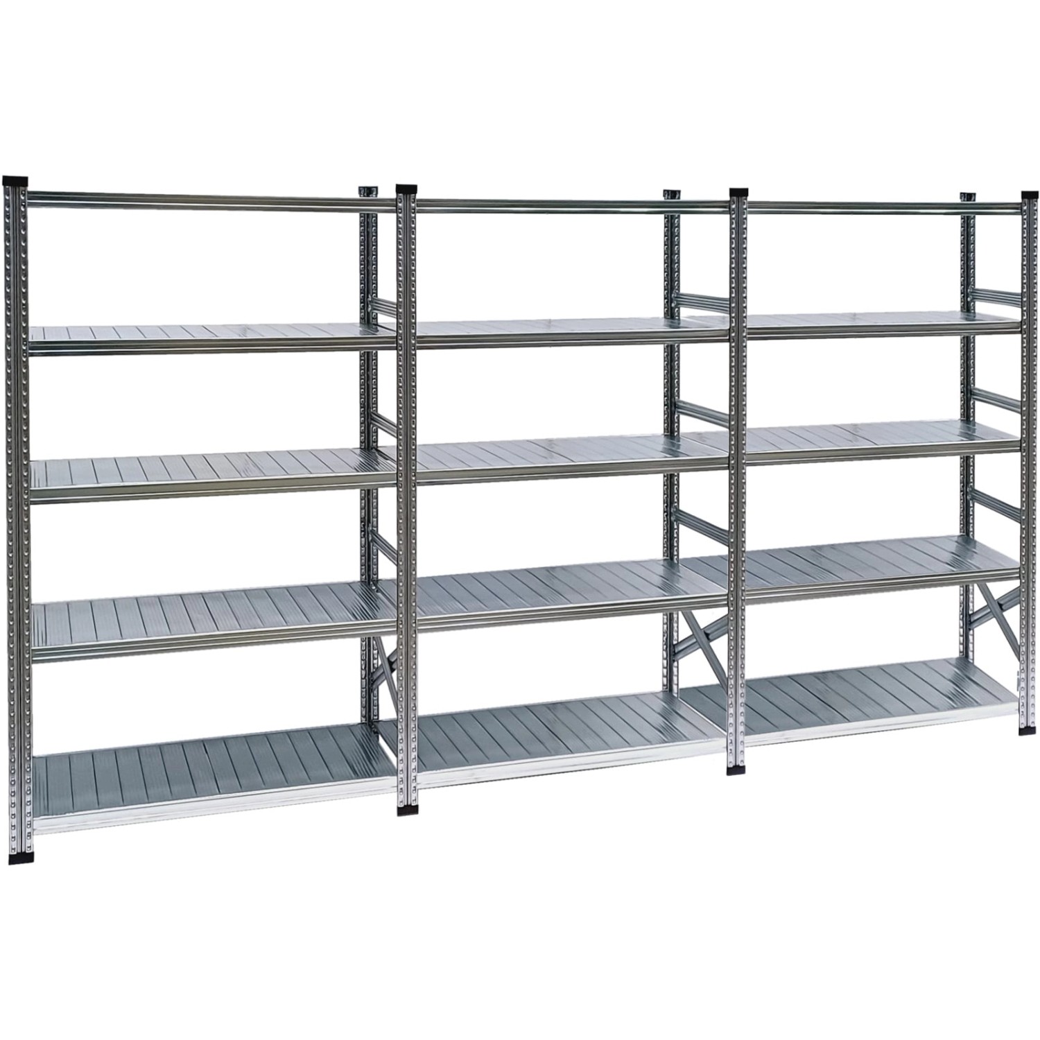Bild von PROREGAL Fachbodenregal Stecksystem Proximo Komplettregal HxBxT 200 x 450 x 50 cm 5 Ebenen Fachlast 130 kg Beidseitig Nutzbar Verzinkt
