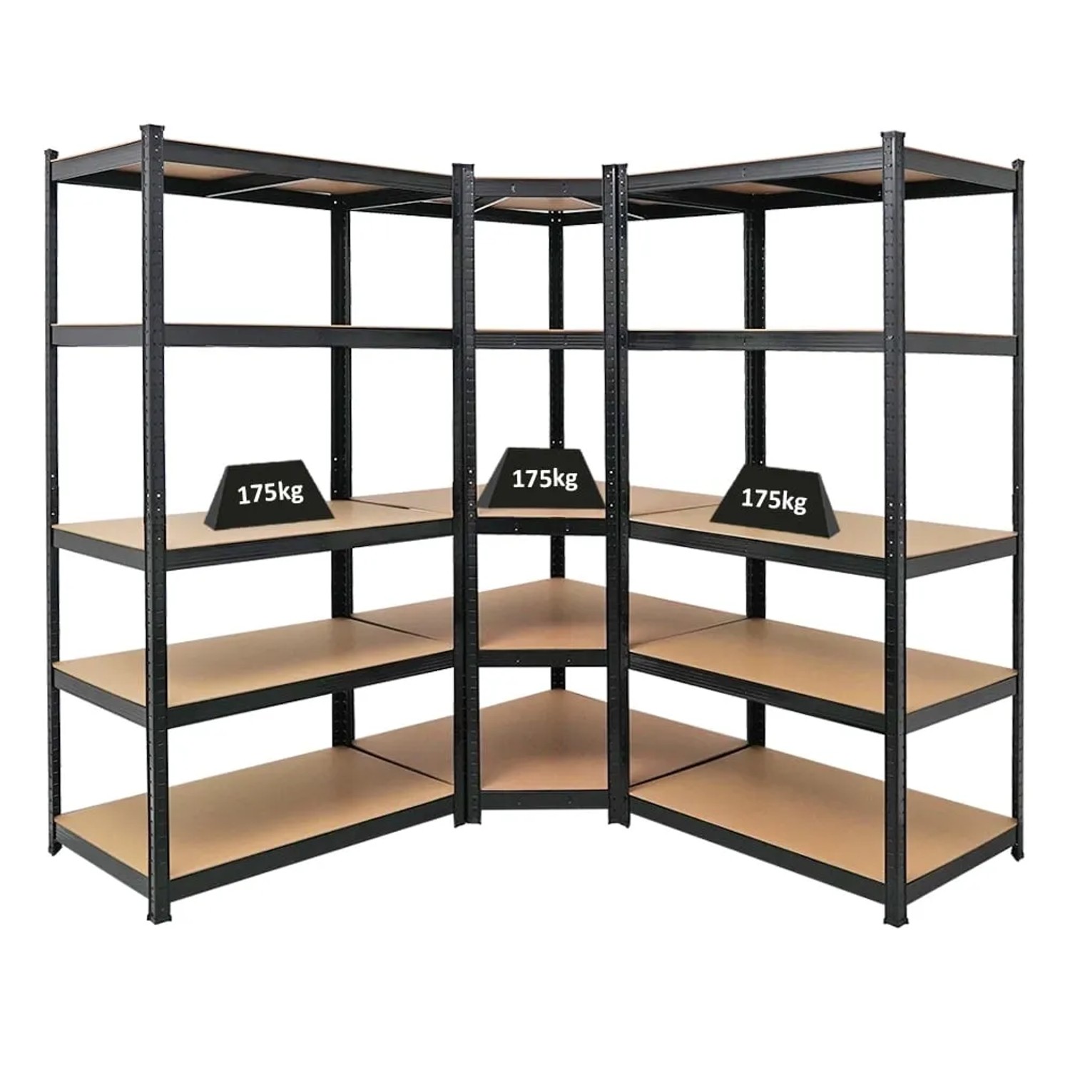 Bild von PROREGAL Mega Deal 1 x Eckregal & 2x Schwerlastregal Taurus HxBxT 180 x 180 x 60 cm Fachlast 175 kg Schwarz Kellerregal Steckregal Garagenregal