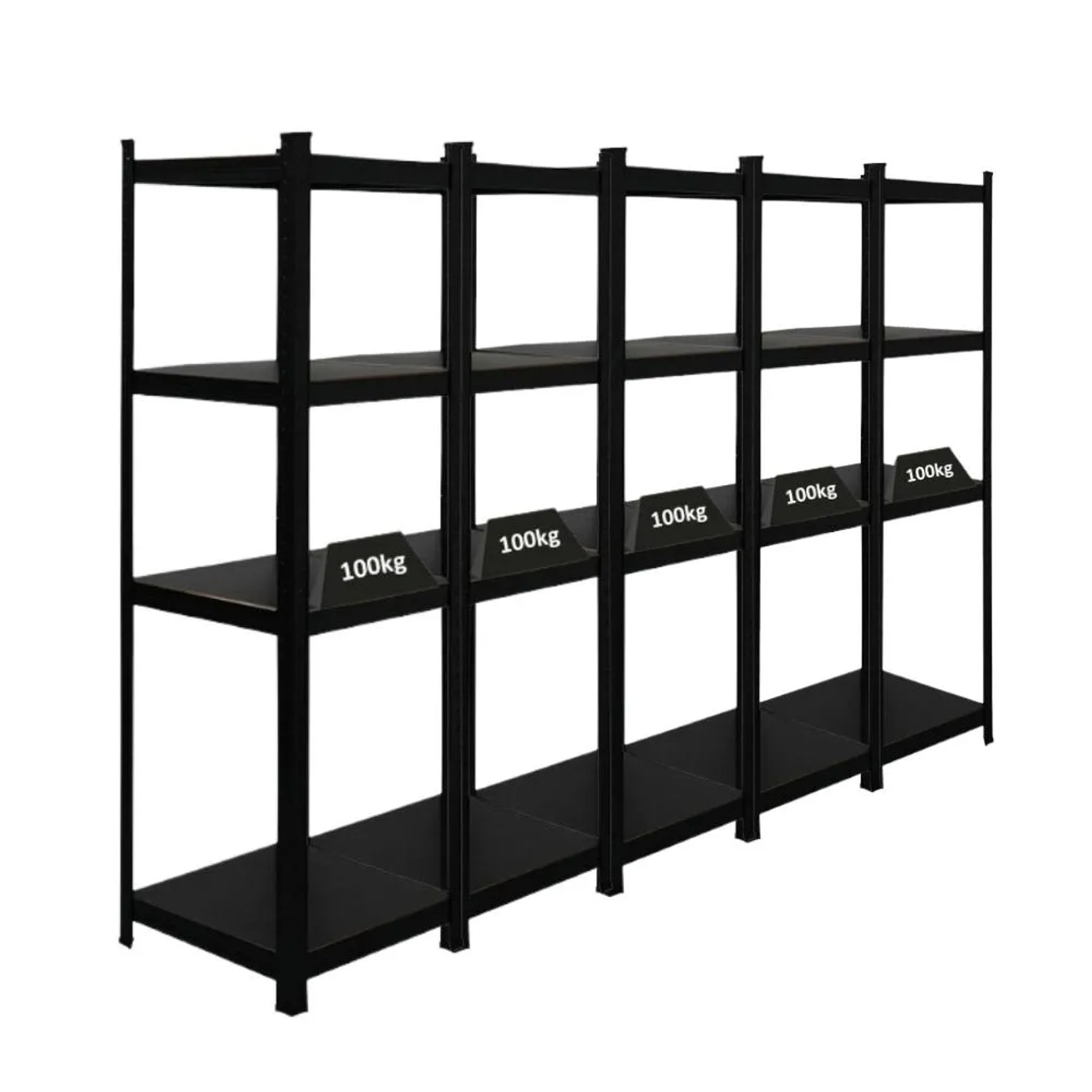 Bild von PROREGAL Mega Deal 5 x All Black Series Schwerlastregal Ragnar HxBxT 150 x 45 x 45 cm Fachlast 100 kg Matt Schwarz Kellerregal Steckregal Garagenregal