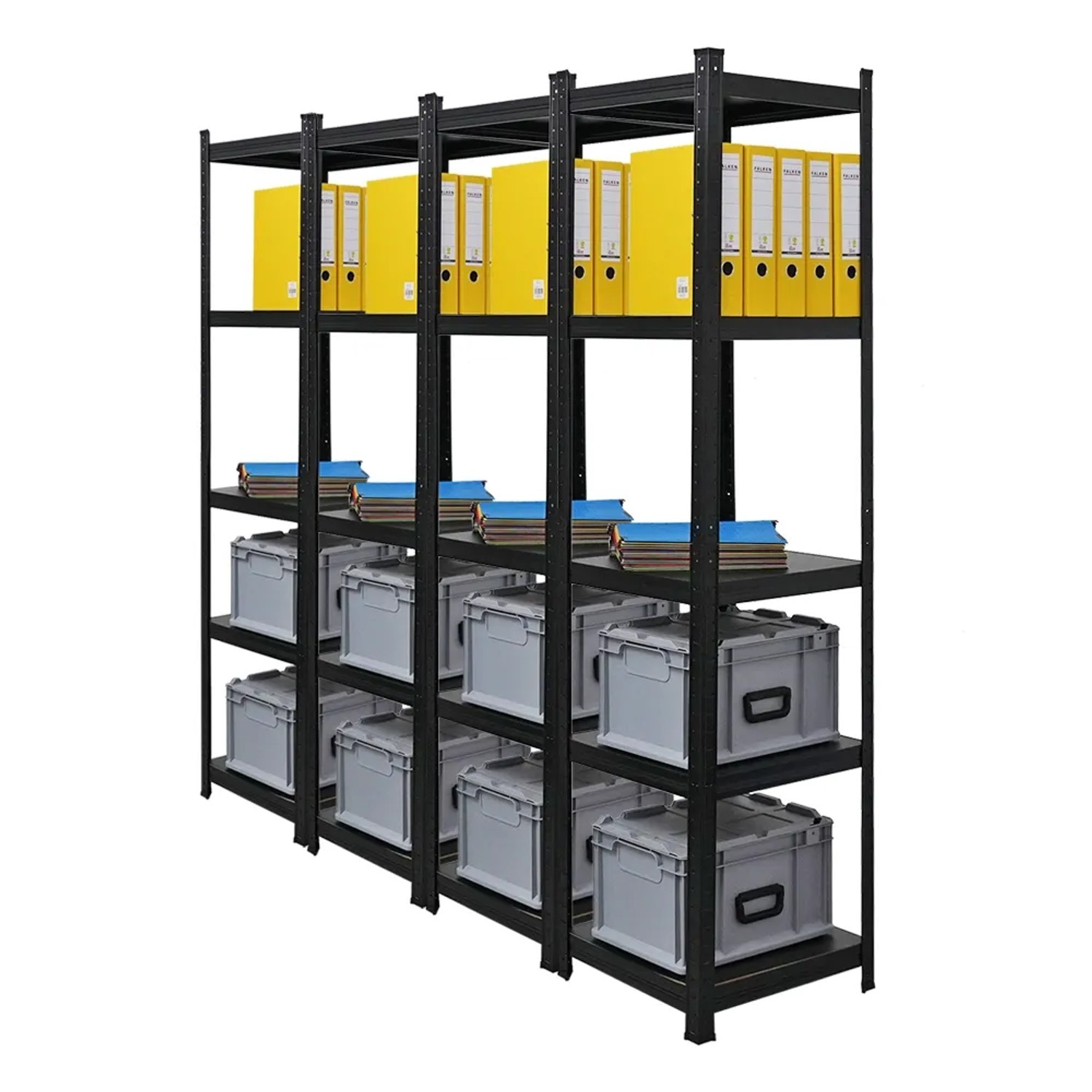 Bild von BERLINLODGE Mega Deal 4x Wohnregal Ragnar HxBxT 180x45x45cm Fachlast 100kg Matt Shwarz Bücherregal Standregal Büroregal für Wohnzimmer