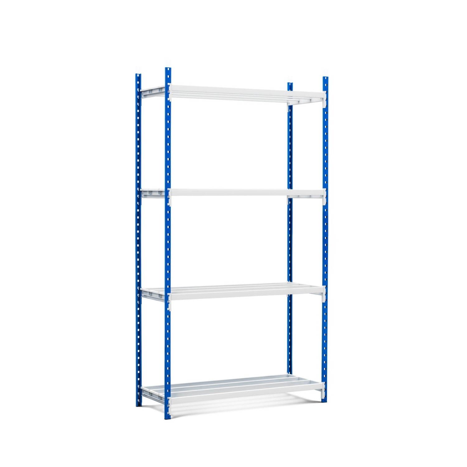 Bild von PROREGAL Fachbodenregal Maximus HxBxT 260 x 125 x 34 cm 4 Ebenen Offener Fachboden Fachlast 114 kg Lichtblau-Lichtgrau