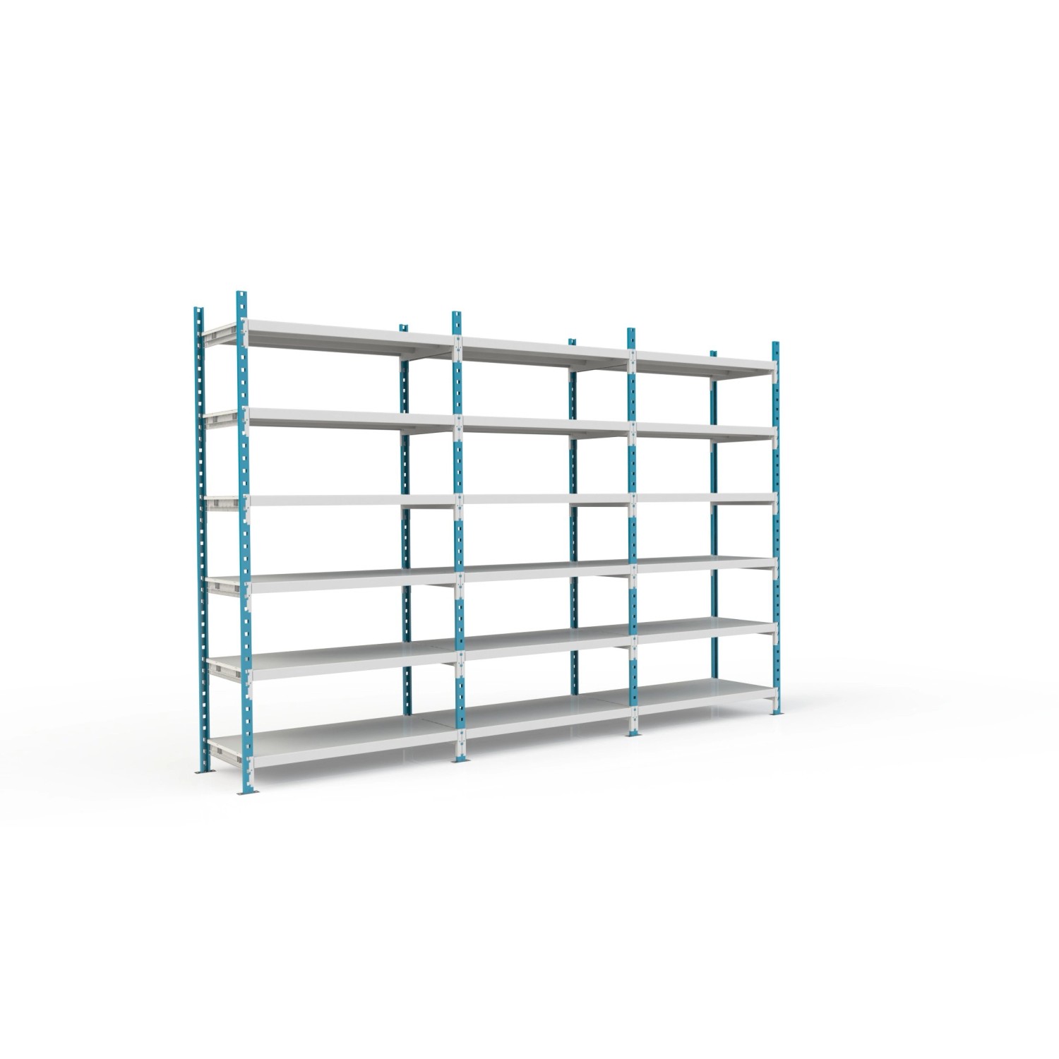 Bild von PROREGAL Fachbodenregal Maximus Pro HxBxT200 x 125 x 30 cm 6 Ebenen PVC-Fachboden Fachlast 248 kg Lichtblau-Lichtgrau