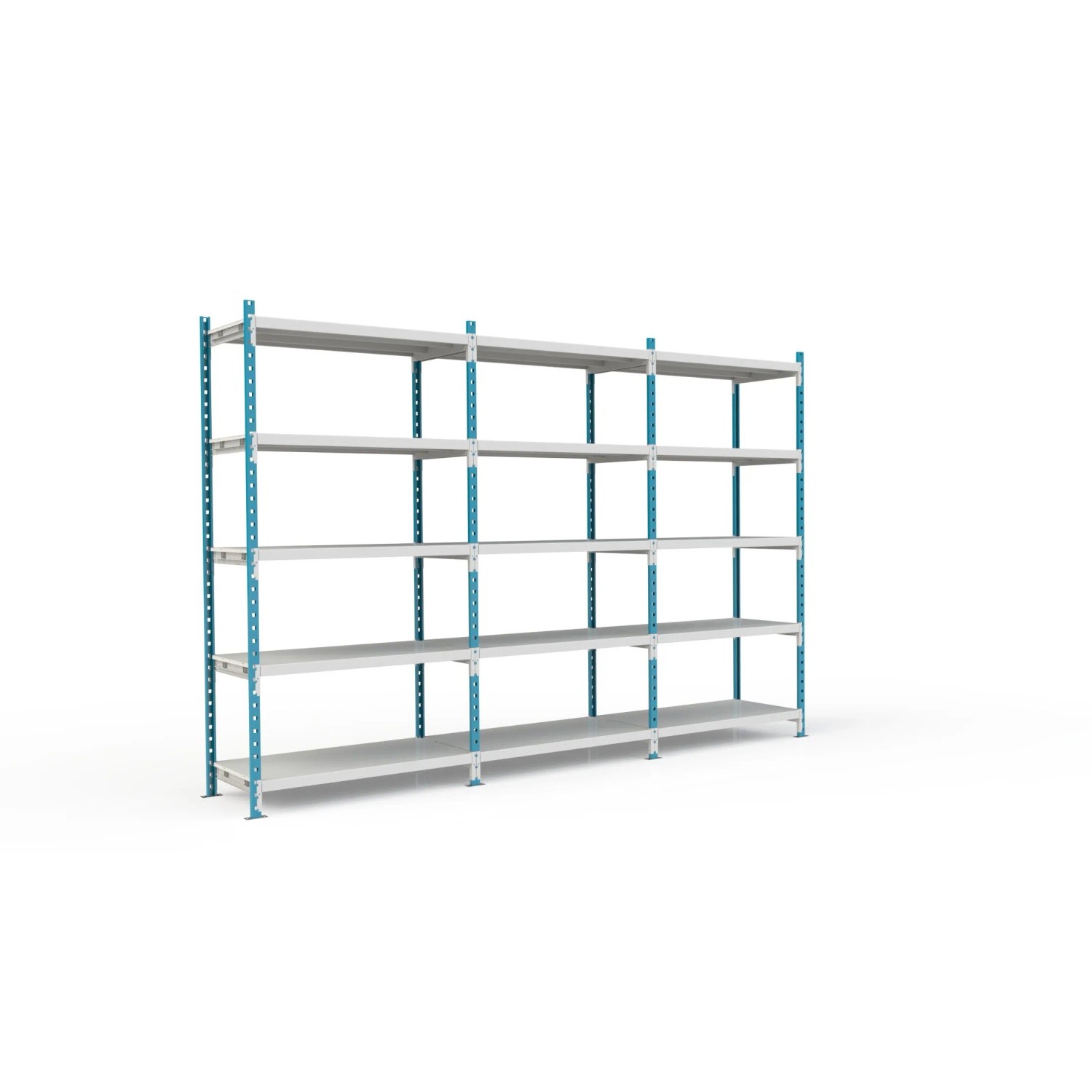 Bild von PROREGAL Fachbodenregal Maximus Pro HxBxT 220 x 150 x 50 cm 5 Ebenen Metallplatten-Fachboden Fachlast 236 kg Lichtblau-Lichtgrau