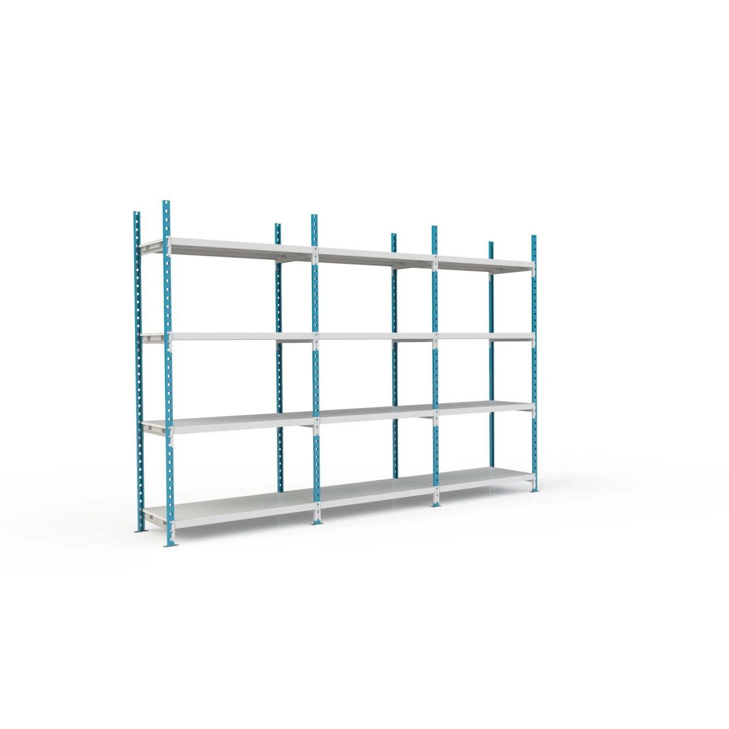 Bild von PROREGAL Fachbodenregal Maximus Pro HxBxT 220 x 125 x 50 cm 4 Ebenen PVC-Fachboden Fachlast 248 kg Lichtblau-Lichtgrau