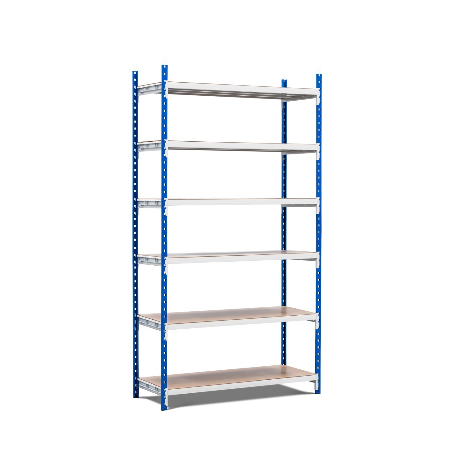 Bild von PROREGAL Fachbodenregal Maximus Pro HxBxT 240 x 100 x 50 cm 6 Ebenen Spanplatten-Fachboden Fachlast 286 kg Lichtblau-Lichtgrau
