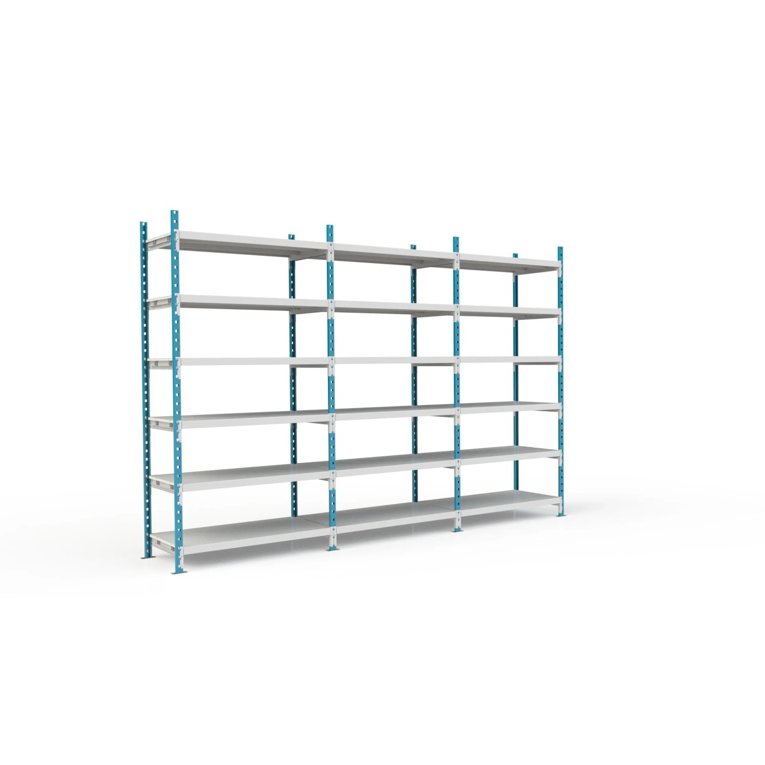 Bild von PROREGAL Fachbodenregal Maximus Pro HxBxT 240 x 125 x 100 cm 7 Ebenen PVC-Fachboden Fachlast 303 kg Lichtblau-Lichtgrau