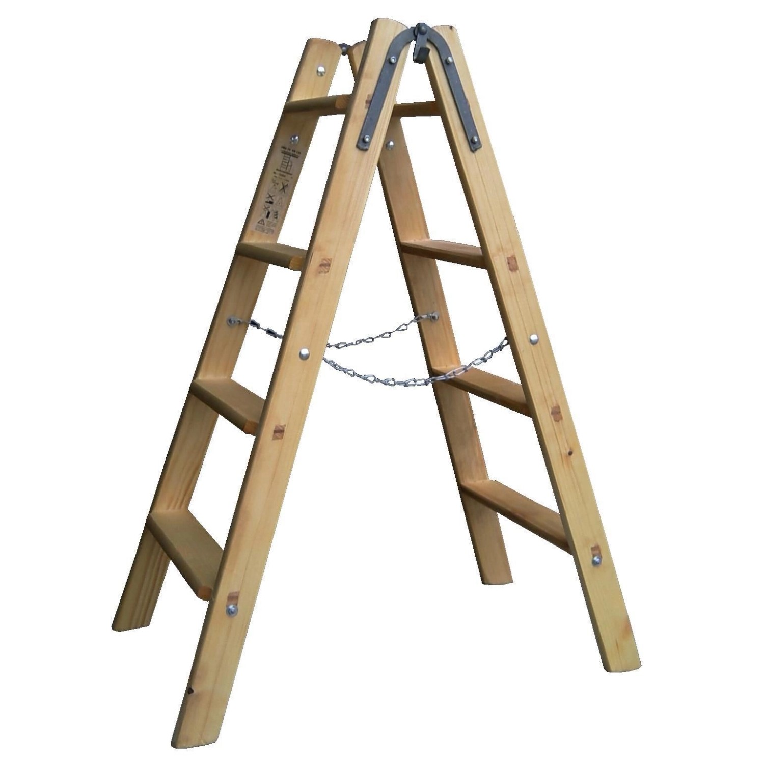 Bild von PROREGAL Stufenstehleiter Ohne Ablage Made in Germany 2 x 3 Stufen 0,9 m Länge Eimerhaken Holzleiter Klappleiter