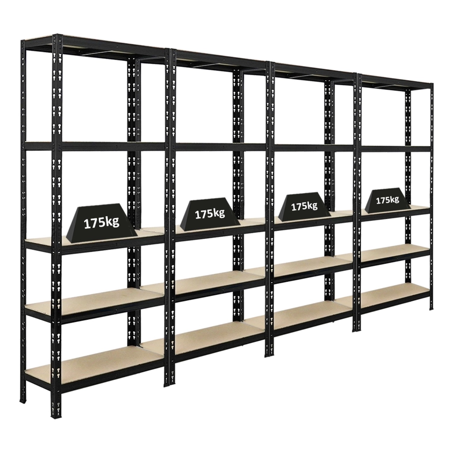 Bild von PROREGAL Mega Deal 4x Schwerlastregal APOLLO HxBxT 180 x 75 x 30 cm Fachlast 175kg Schwarz