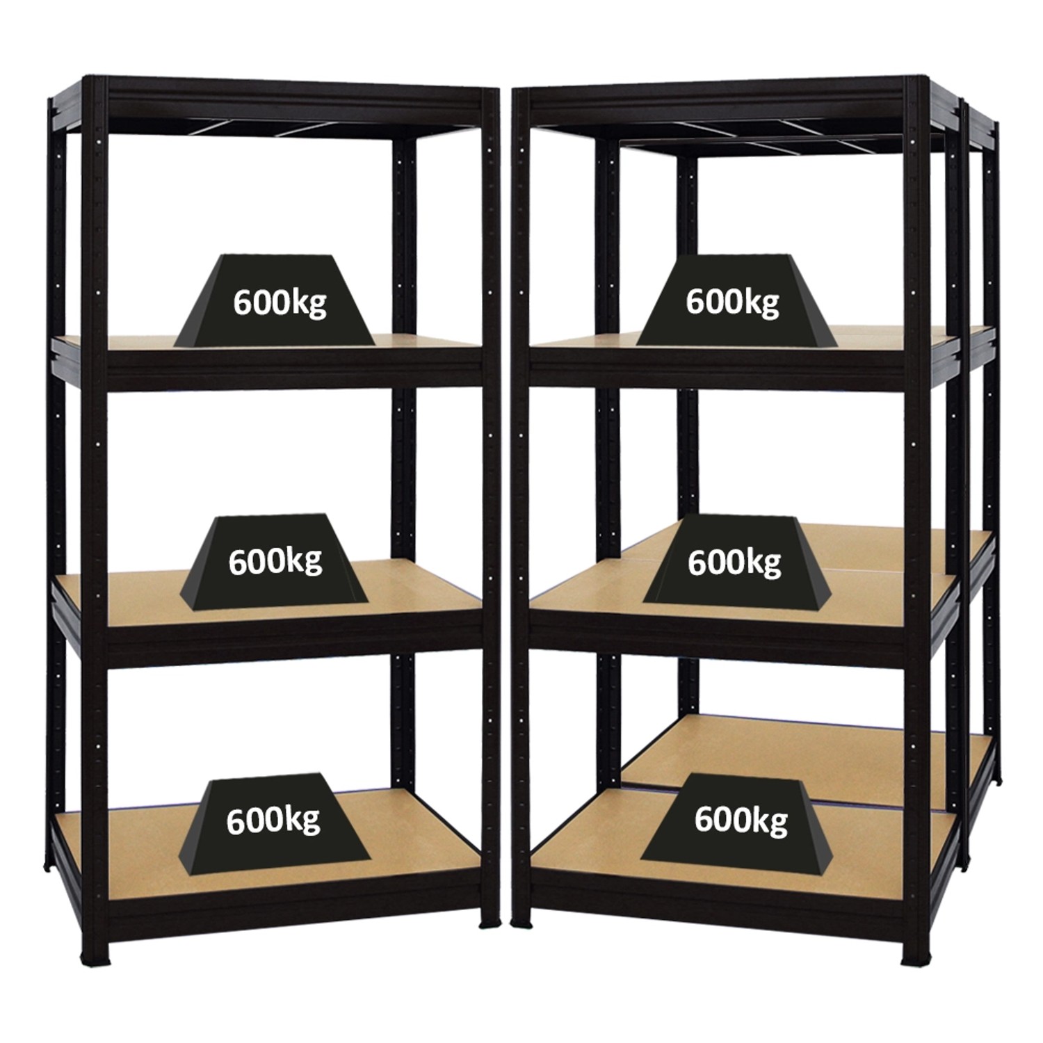 Bild von PROREGAL Mega Deal 3er-Sparset Profi-Schwerlastregal DINO HxBxT 180x90x60cm Fachlast 600kg Schwarz