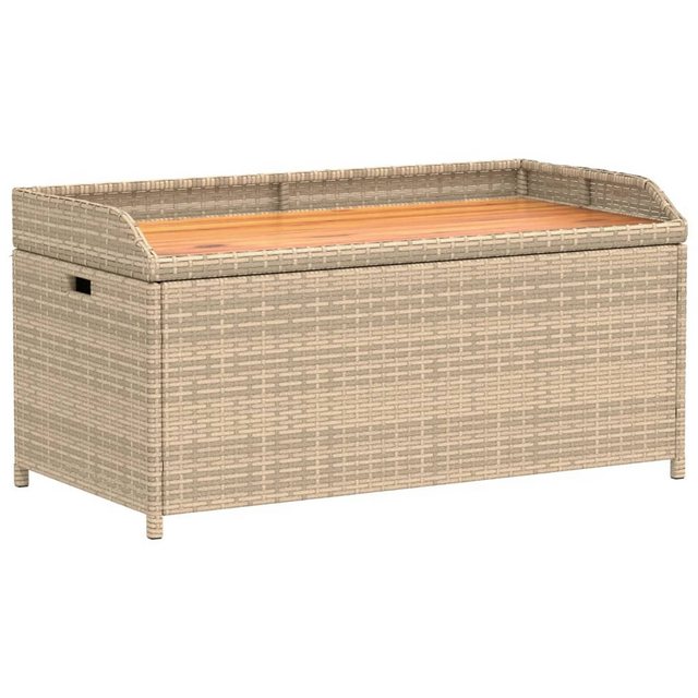 Bild von furnicato Truhenbank Bank mit Stauraum Beige 100x50x52 cm Poly Rattan Akazienholz