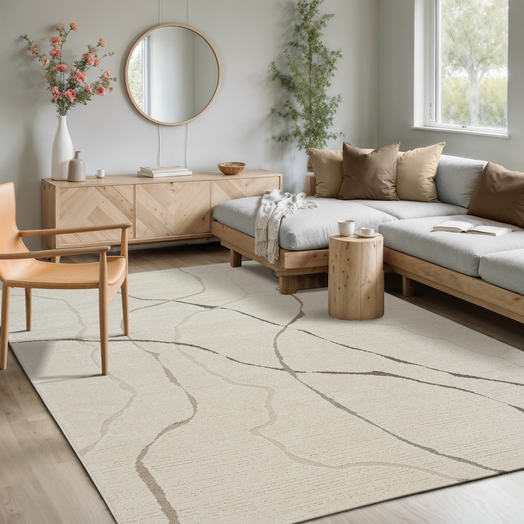 Bild von merinos Teppich »Elio 5«, rechteckig, 16 mm Höhe, moderner Kurzflor Teppich mit Hoch-Tief-Effekt, 3D Effekt