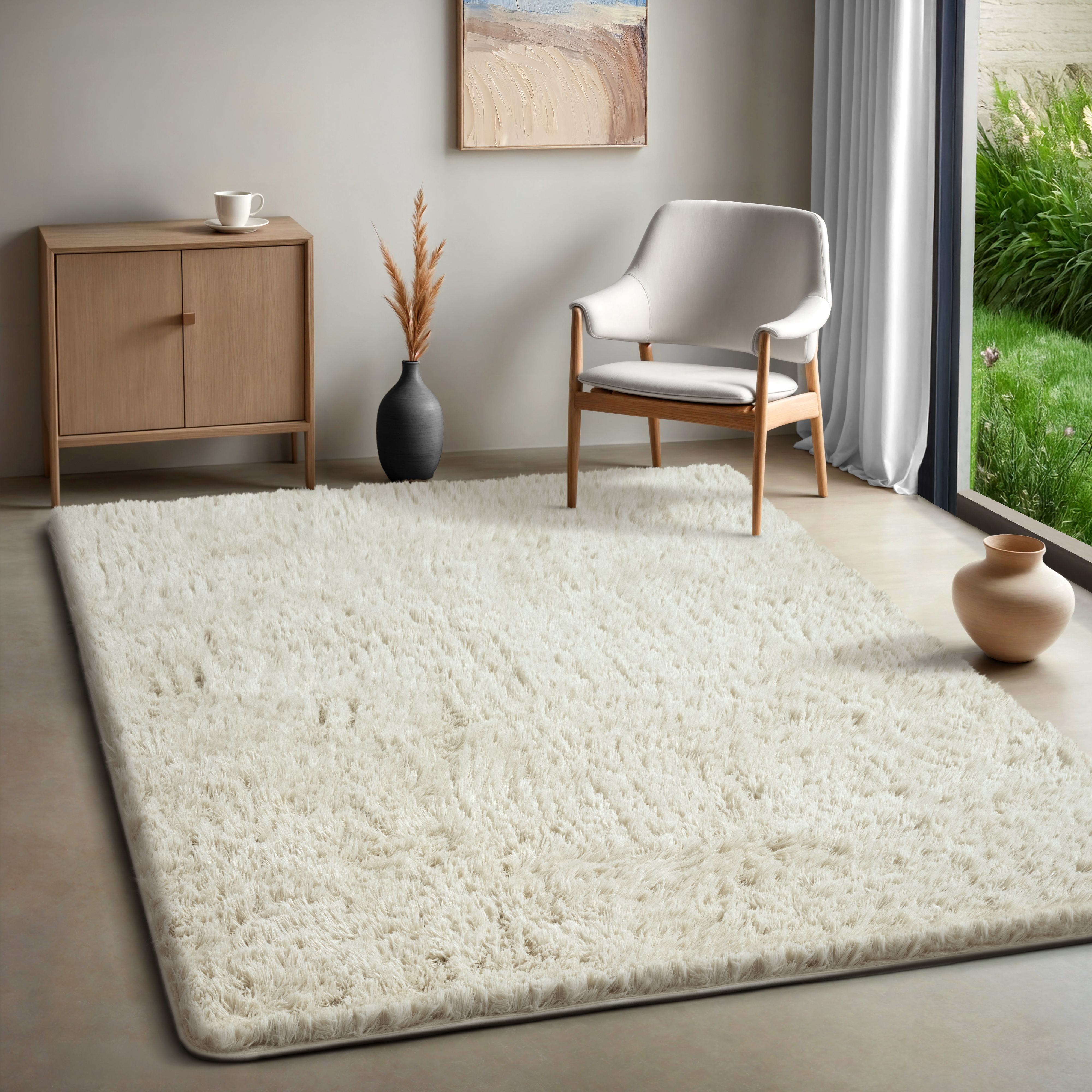 Bild von merinos Teppich »Fluffy Shaggy«, rechteckig, 35 mm Höhe, Flauschiger Hochflor Teppich, Wohnzimmer, Anti-Rutsch Unterseite