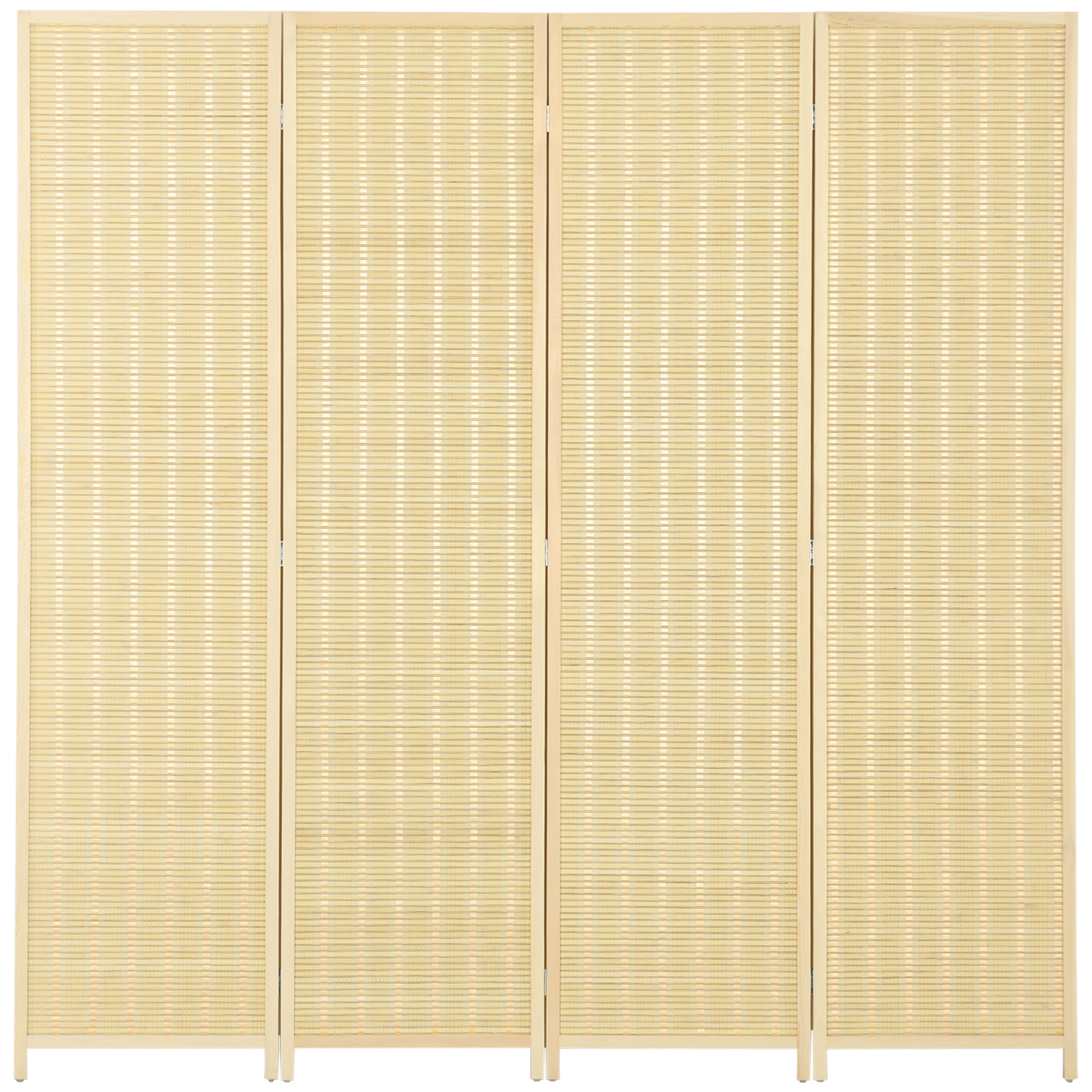 Bild von HOMCOM Paravent 4-teilig 180 x 180 cm Raumteiler Trennwand aus Bambus, Faltbar Sichtschutz Stellwand Raumtrenner für Wohnzimmer Natur   Aosom