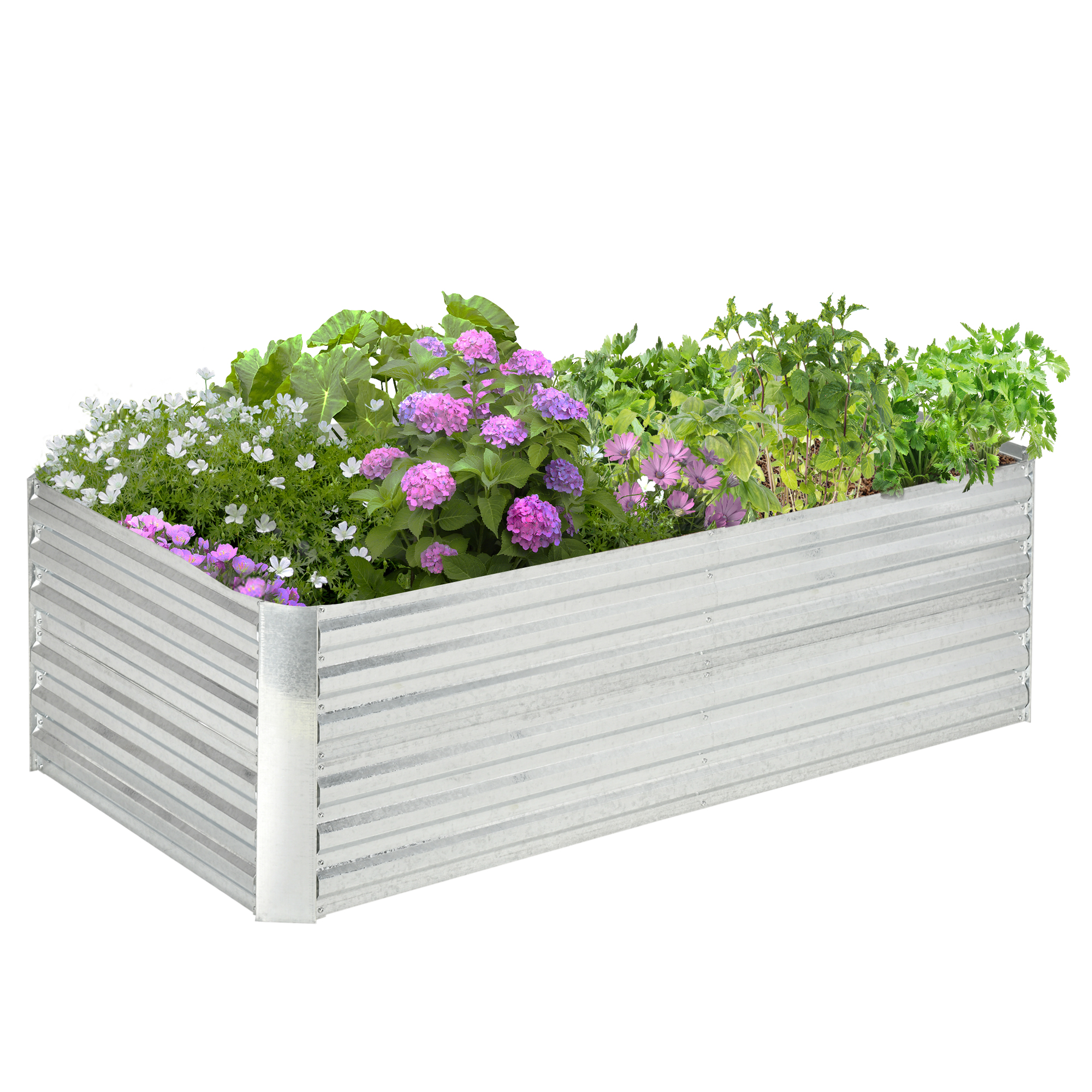 Bild von Outsunny Hochbeet aus Stahl, Pflanzbeet Frühbeet Gartenbeet Blumenkasten steckbar, Pflanzkasten Pflanzkübel 180x90x60cm für Garten Balkon Terrasse, Gemüsebeet für Blumen, Pflanzen, Obst   Aosom