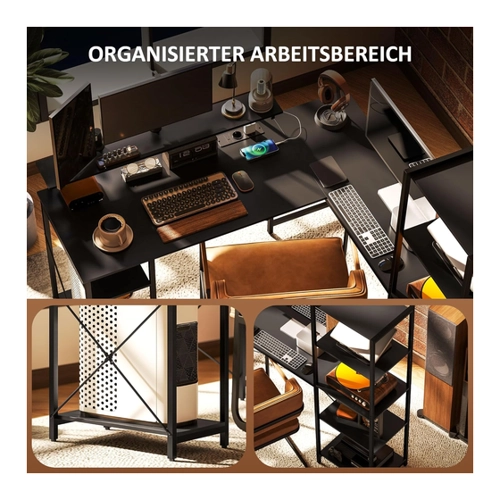 Bild von HOMCOM Computertisch L-förmig, Schwarz