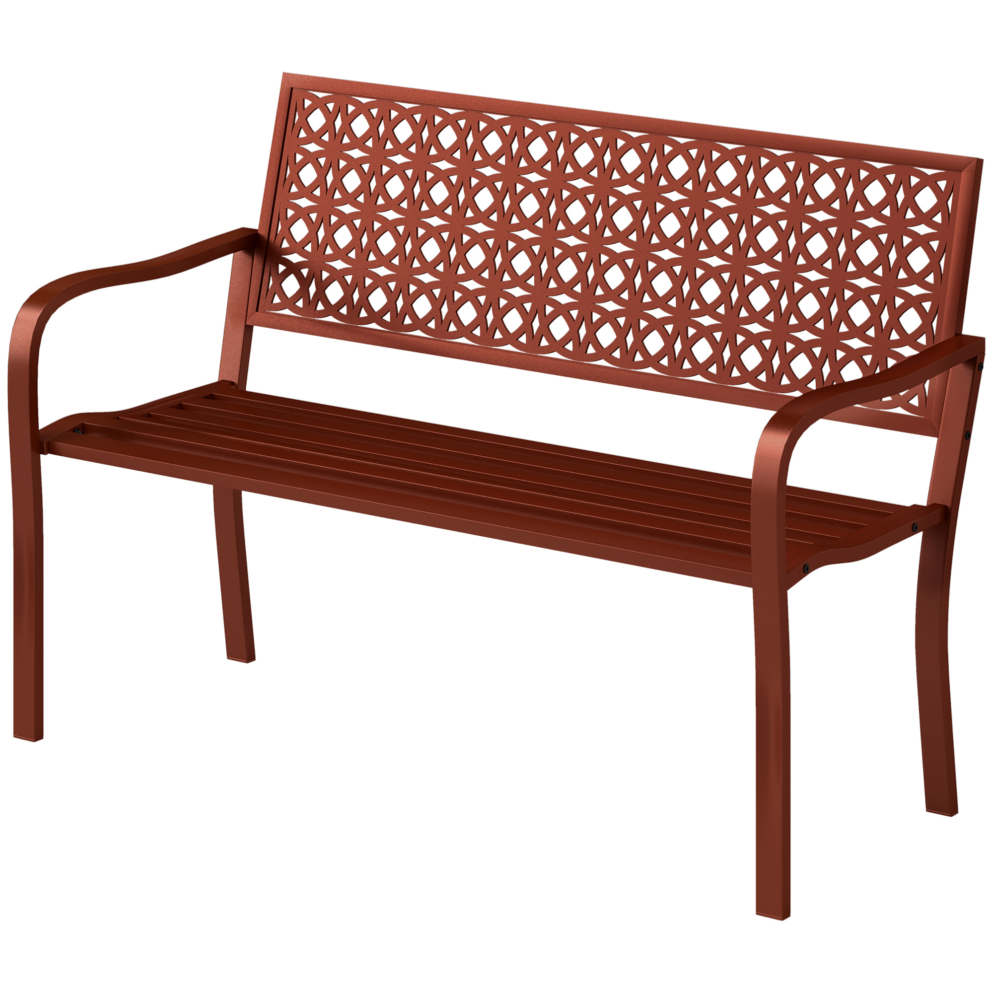 Bild von Outsunny 2-Sitzer Gartenbank, wetterfest Sitzbank, Gartenmöbel mit Rücken- & Armlehnen, Parkbank 240kg belastbar, Balkonbank für Balkon Terrasse, Garten, 127 x 63 x 85cm, Rot   Aosom