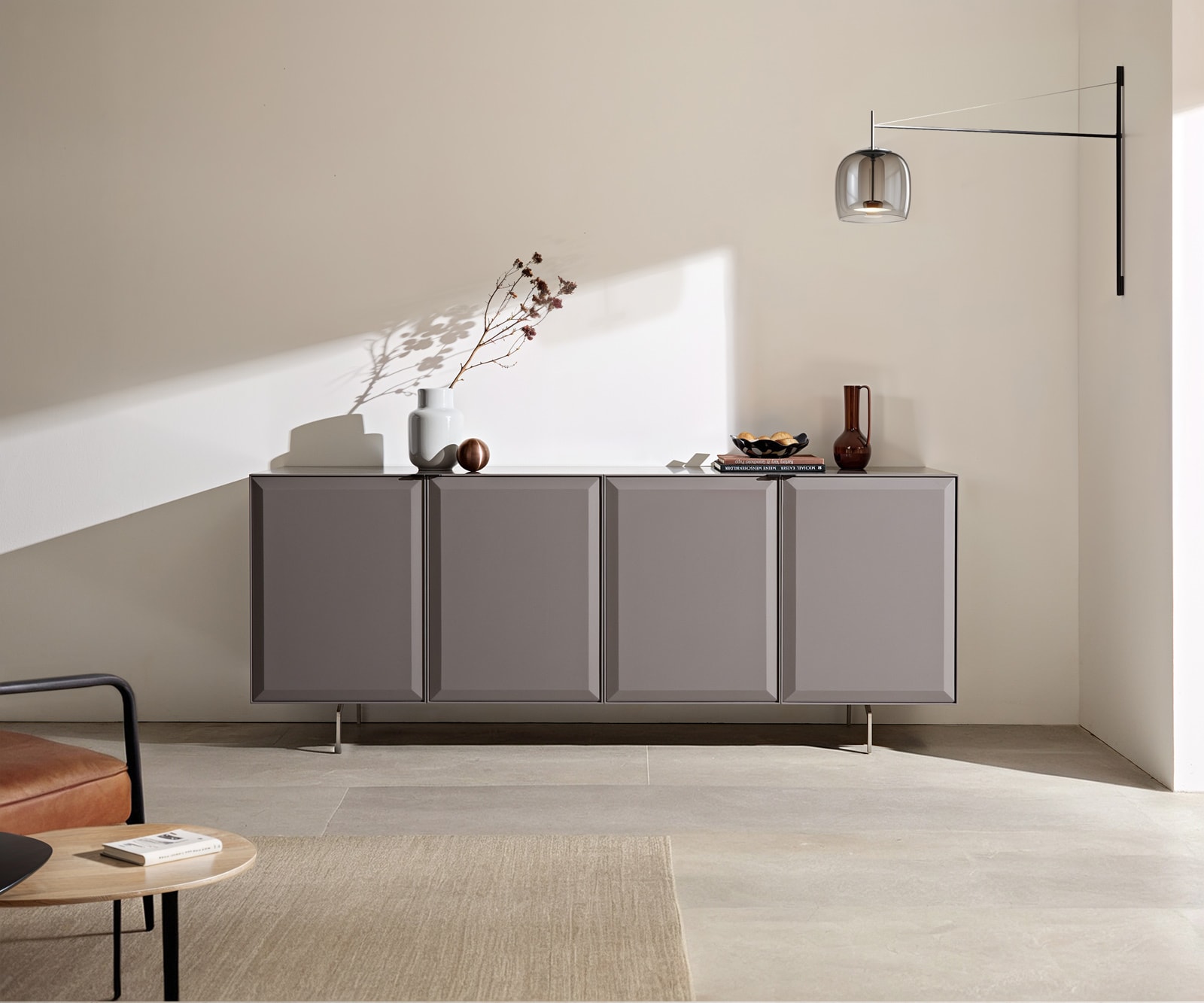 Bild von DELIFE Sideboard Marellia 200 cm Grau 4 Türen Winkelfuß Edelstahl, Sideboards