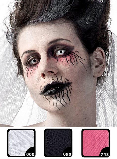 Bild von Maskworld Theaterschminke Make-up Set Geisterbraut, Halloween Schminkset mit perfekt abgestimmten Komponenten