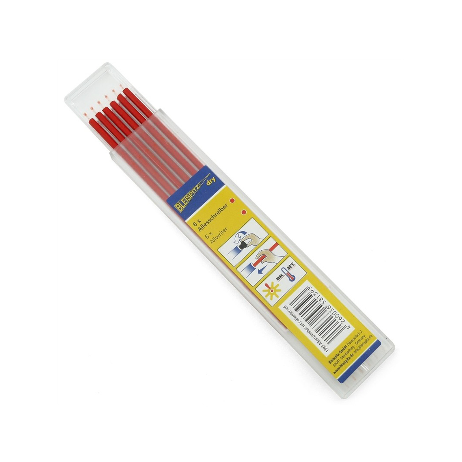 Bild von BLEISPITZ Pack of 6 Leadspitz Allespener Refills 2.8 mm for Deep Hole Marker Dry Red
