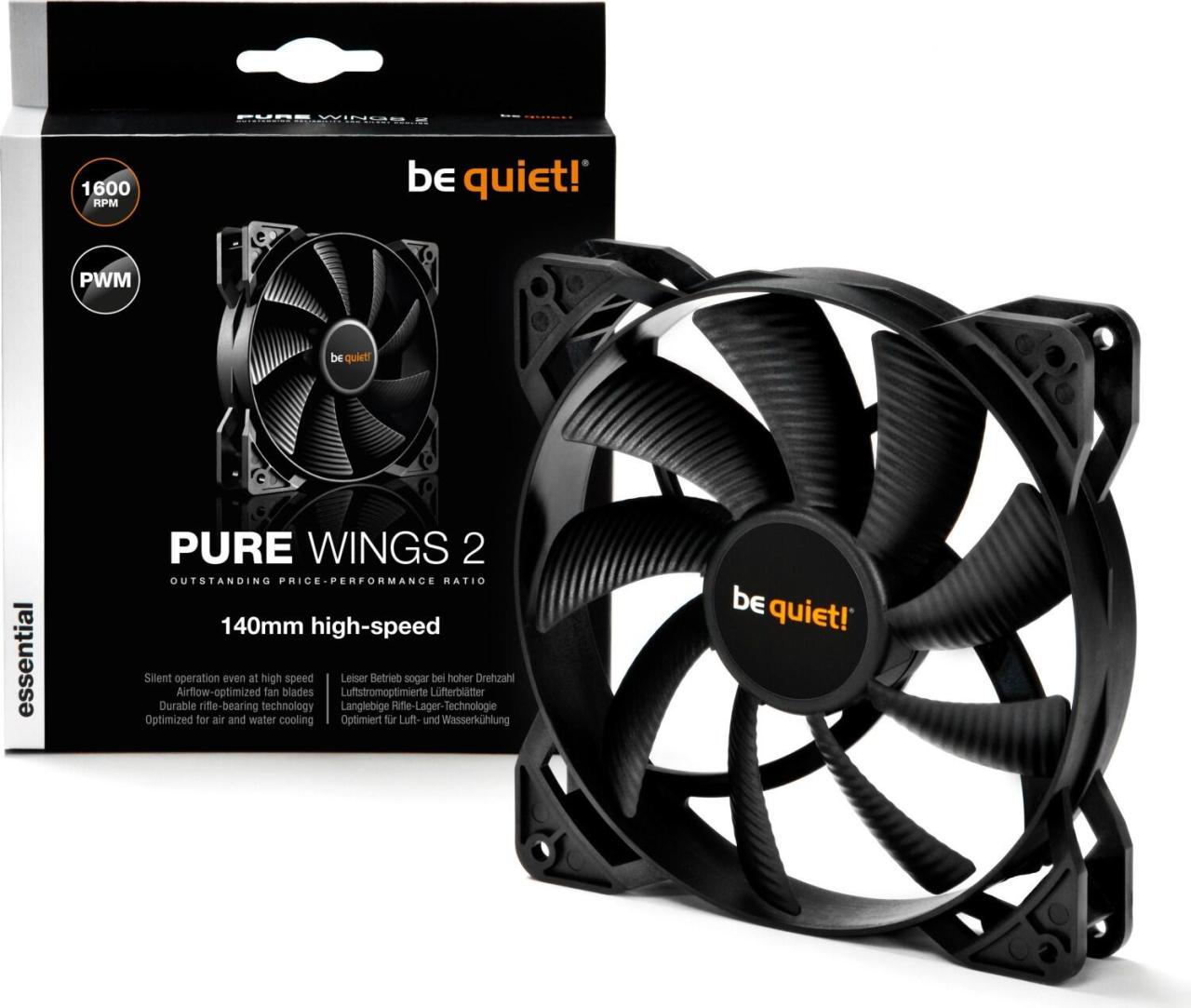 Bild von BeQuiet Pure Wings 2 140mm high-speed PC-Gehäuse-Lüfter Schwarz (B x H x T) 140 x 140 x 25mm