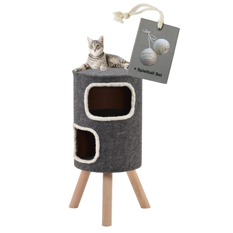 Bild von Rohrschneider Katzentonne Katzenhöhle Aspen zweistufig mit Gratis-Spielballset