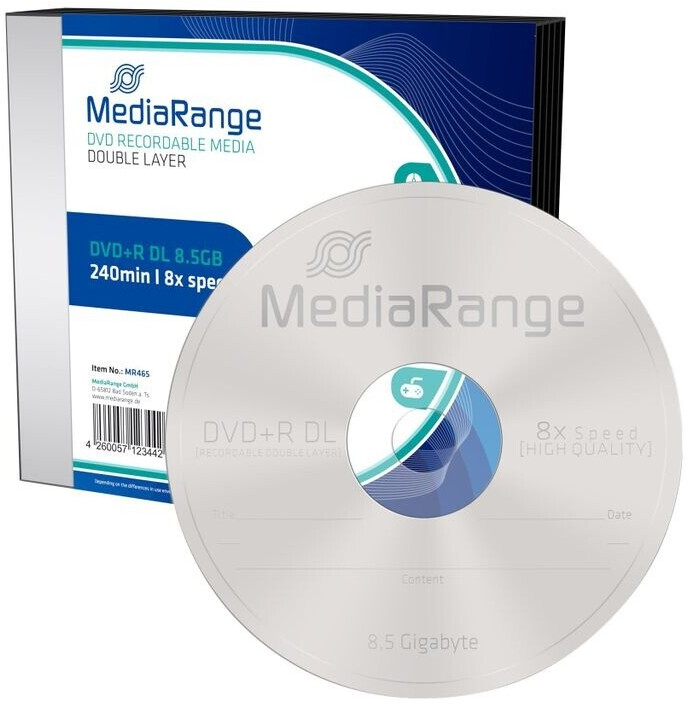 Bild von Mediarange DVD-Rohling 5 Mediarange Rohlinge DVD+R Double Layer 8,5GB 8x Slimcase