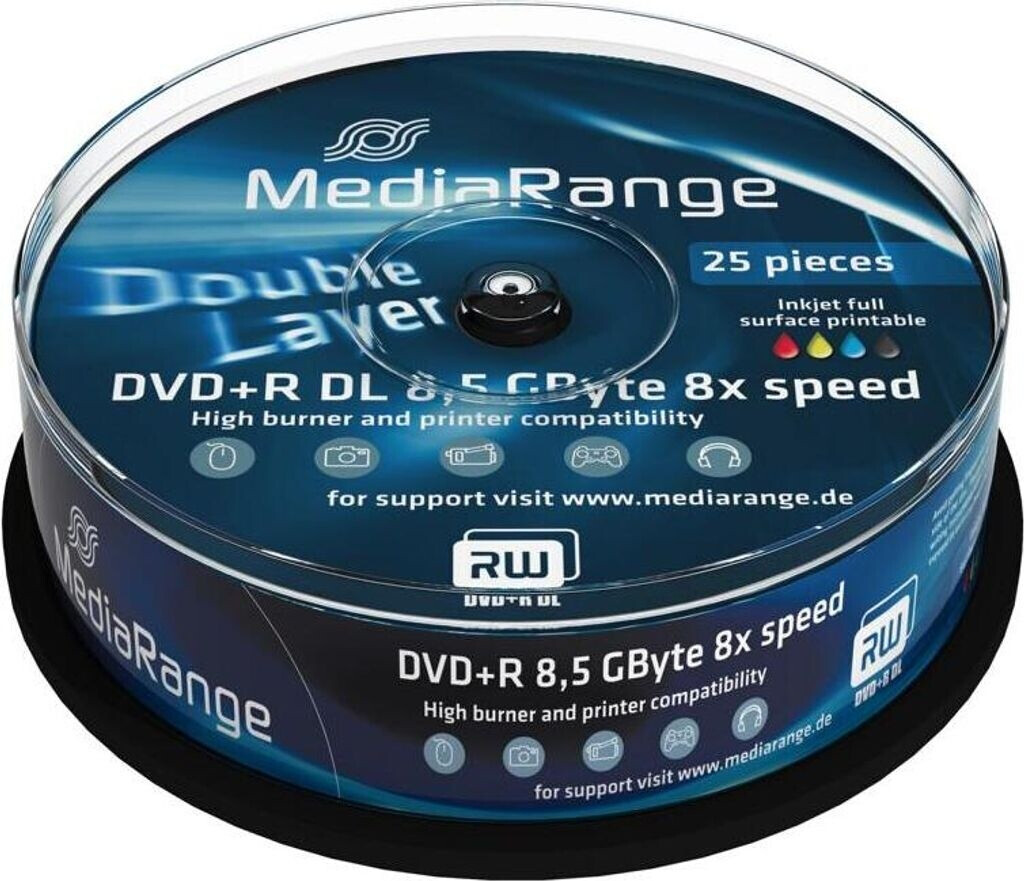 Bild von Mediarange DVD-Rohling MEDIARANGE DVD+R MediaRange DL 8x 25pcs Cake Inkjet Fullsurface Printa