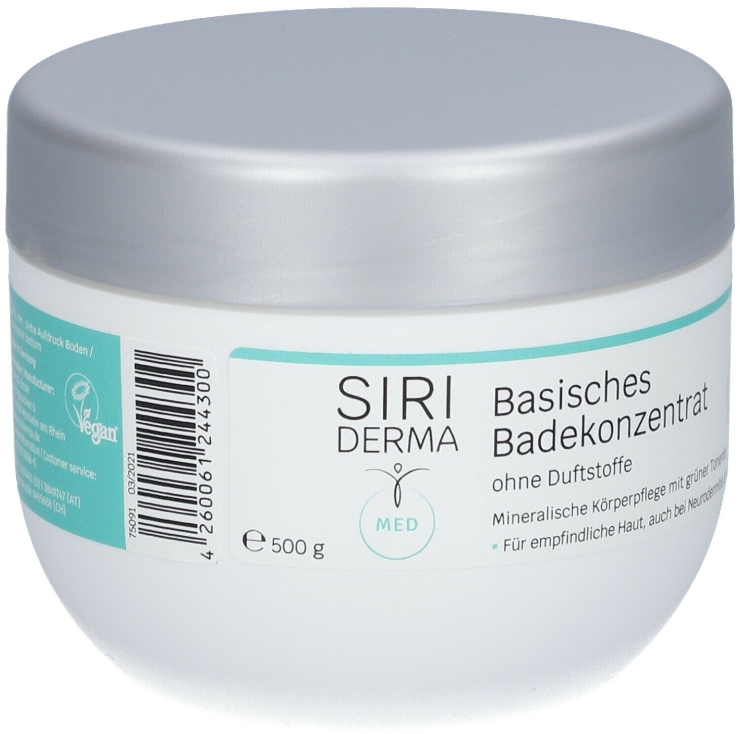 Bild von SIRIDERMA Basisches Badekonzentrat | Basenbad ideal als Vollbad, Fußbad und basische Waschung | Auch bei Neurodermitis, Schuppenflechte (500 g)
