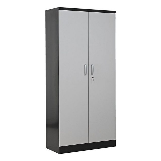Bild von GUERKAN Aktenschrank 5 OH, Stahlschrank, Türen in Holzoptik / schwarzer Korpus, 92x195 cm