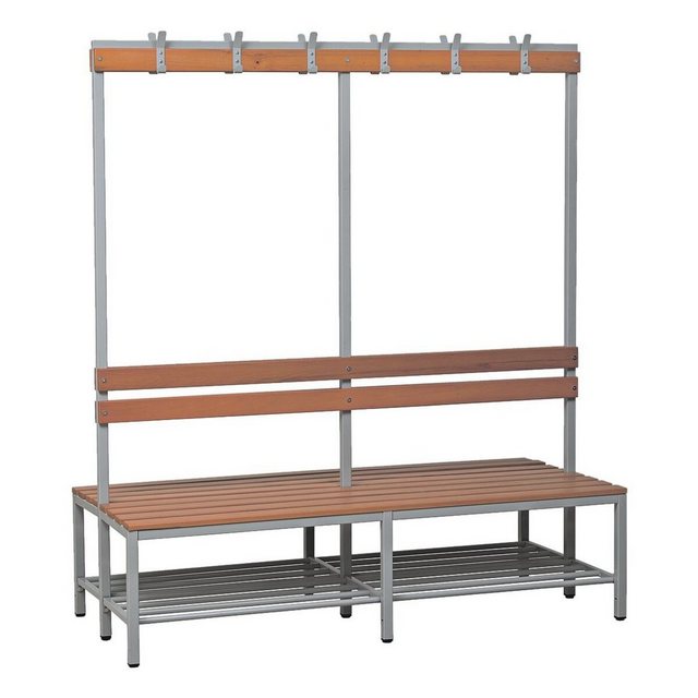 Bild von Gürkan Garderobenbank mit Haken und Schuhrost 107408 grau, buche Holz 160,0 cm
