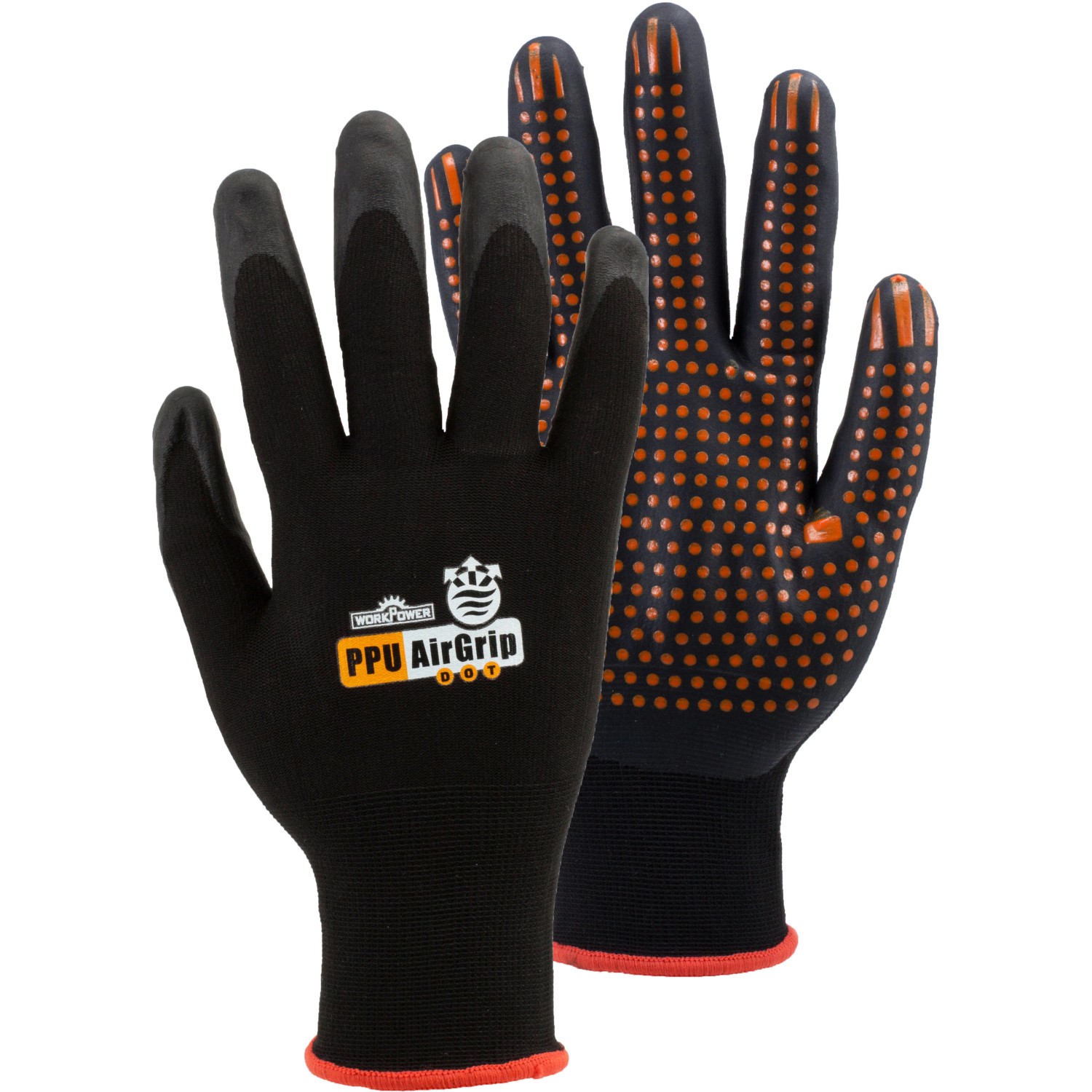 Bild von Workpower Arbeitshandschuh Airgrip Dot Schwarz-Orange Gr. 9
