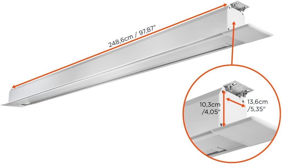 Bild von celexon Expert Deckeneinbau-Motor-Leinwand 115" | 250x140 cm 16:9 | elektrische 8K, Full-HD Einbauinstallation für Ihre Beamer-Projektionen | zur Integration in die Zimmerdecke | inkl. Wandschalter