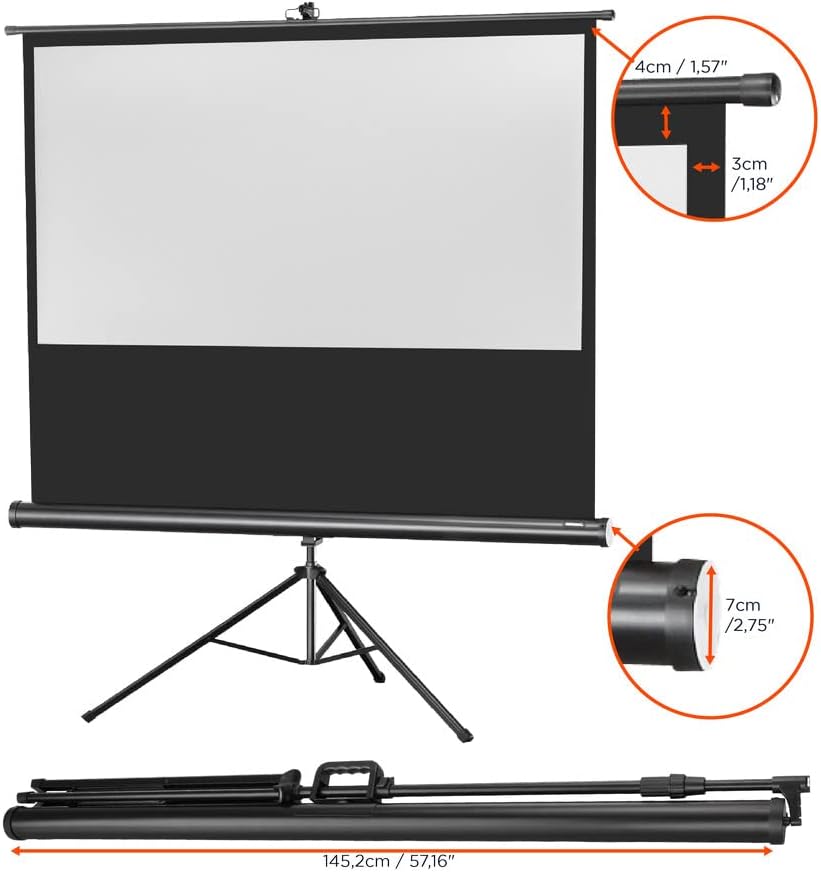 Bild von celexon Professional Plus Rollo-Leinwand 75" | 160x100 cm 16:10 | manuell ausziehbare 4K, Full-HD Beamer-Leinwand für Büro-Präsentationen & Heimkino-Projektionen | Wand- & Deckenmontage