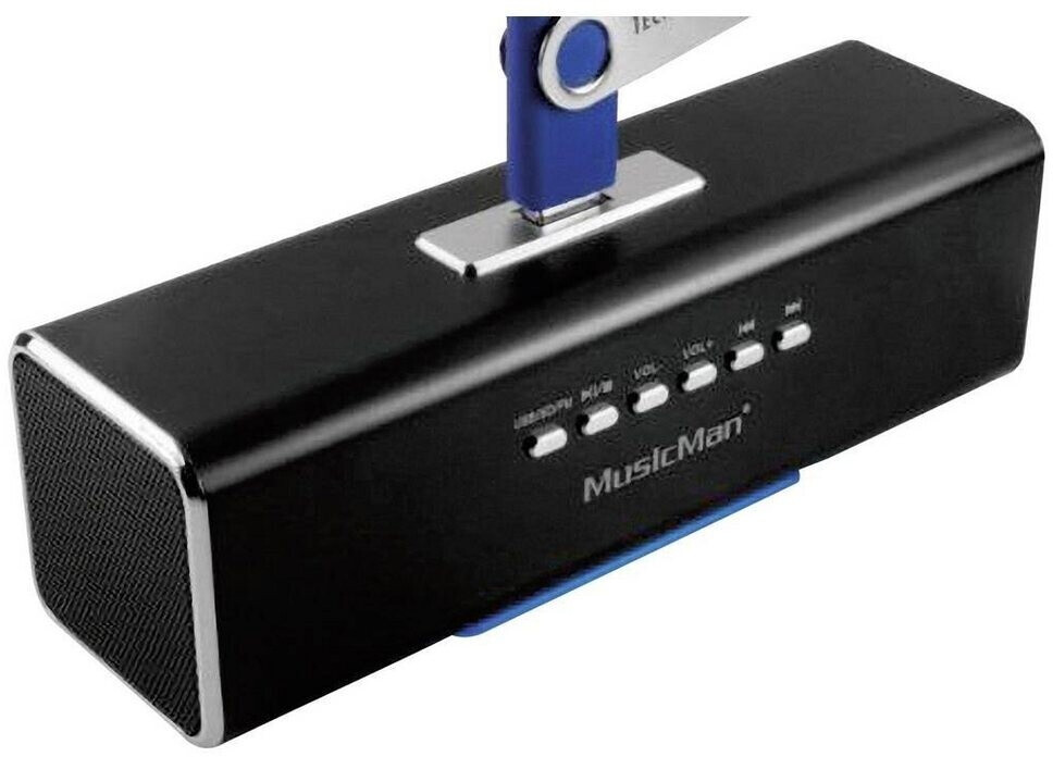 Bild von MusicMan MA Soundstation tragbarer Lautsprecher - Stereo-Sound - FM-Radio, MP3-Player, USB, AUX / Line-In, MicroSD-Kartensteckplatz - 6 Stunden Wiedergabezeit - Ideal für unterwegs (Schwarz)