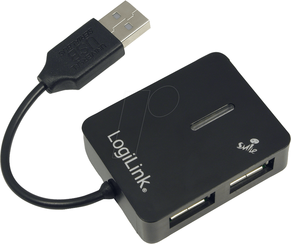 Bild von LogiLink UA0139 - USB 2.0 Hub mit 4-Ports Modell "Smile", 4x Hi-Speed USB, Schwarz