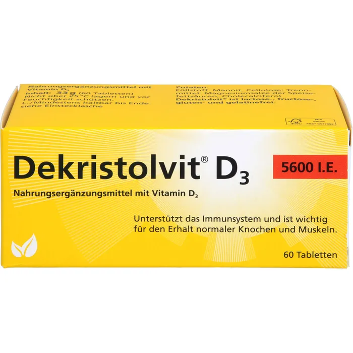 Bild von Dekristolvit D3 5.600 I.E. 60 Tabletten - Nahrungsergänzungsmittel