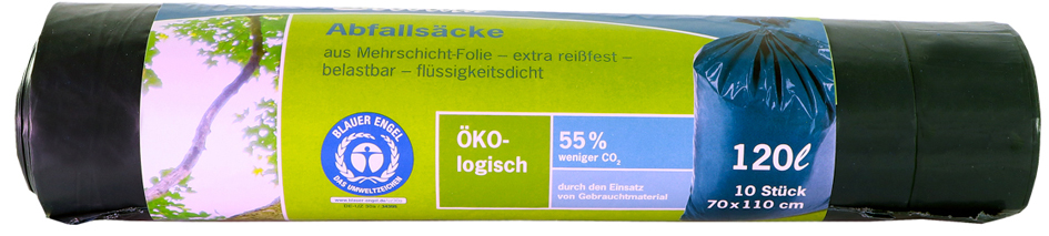 Bild von Secolan® Abfallsäcke, Material Recycling-Polyethylen, 120 Liter, blau, 10 Stück