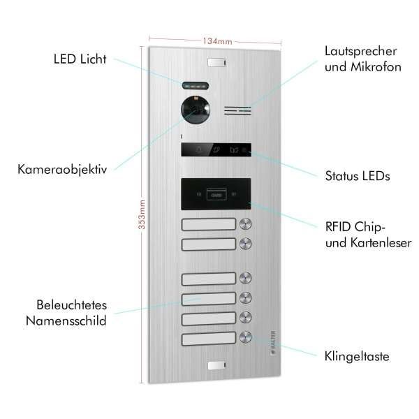 Bild von BALTER EVO Türstation Unterputz 2-Draht BUS 150° Weitwinkelkamera Silber 6 Familienhaus (RFID)