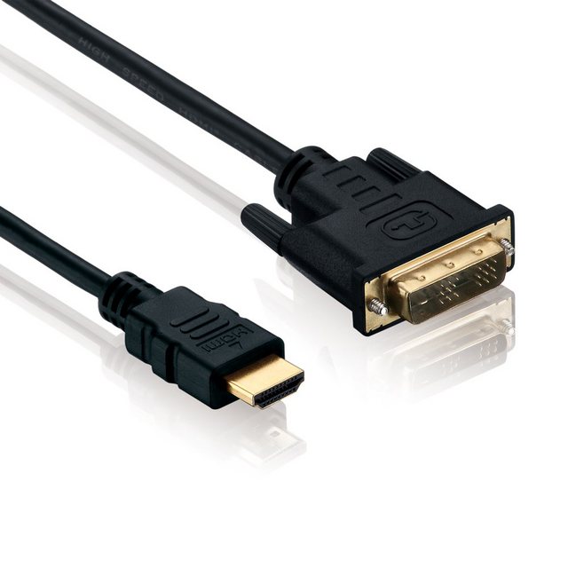 Bild von 2.00m HDSupply HDMI Adapterkabel High-Speed HDMI-Stecker auf DVI 18+1 Stecker Schwarz vergoldet