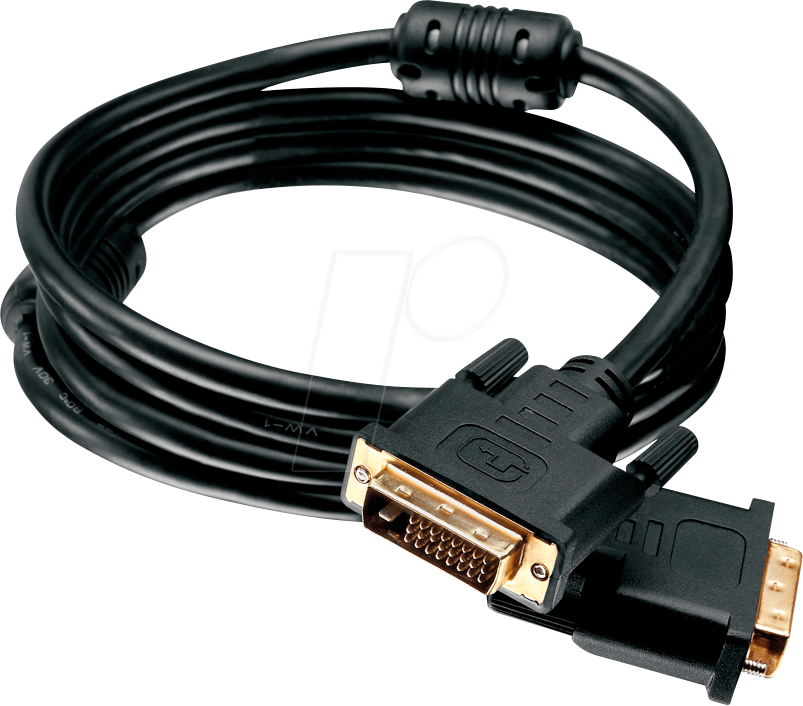 Bild von 1.50m HDSupply DVI-D Anschlusskabel Dual Link DVI 24+1 Stecker auf DVI 24+1 Stecker Schwarz Ferritkern / vergoldet