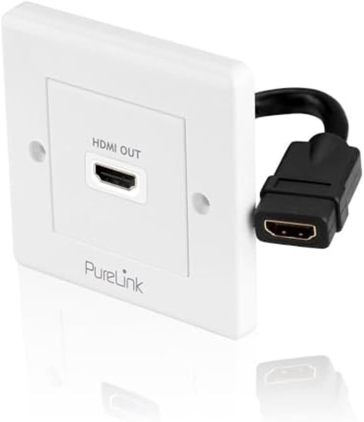 Bild von PureInstall PI100 High Speed HDMI Anschluߟdose mit Ethernet Kanal (HDMI A Buchse auf HDMI A Buchse), zertifiziert, 1-fach, Kabelpeitsche, 0,1m