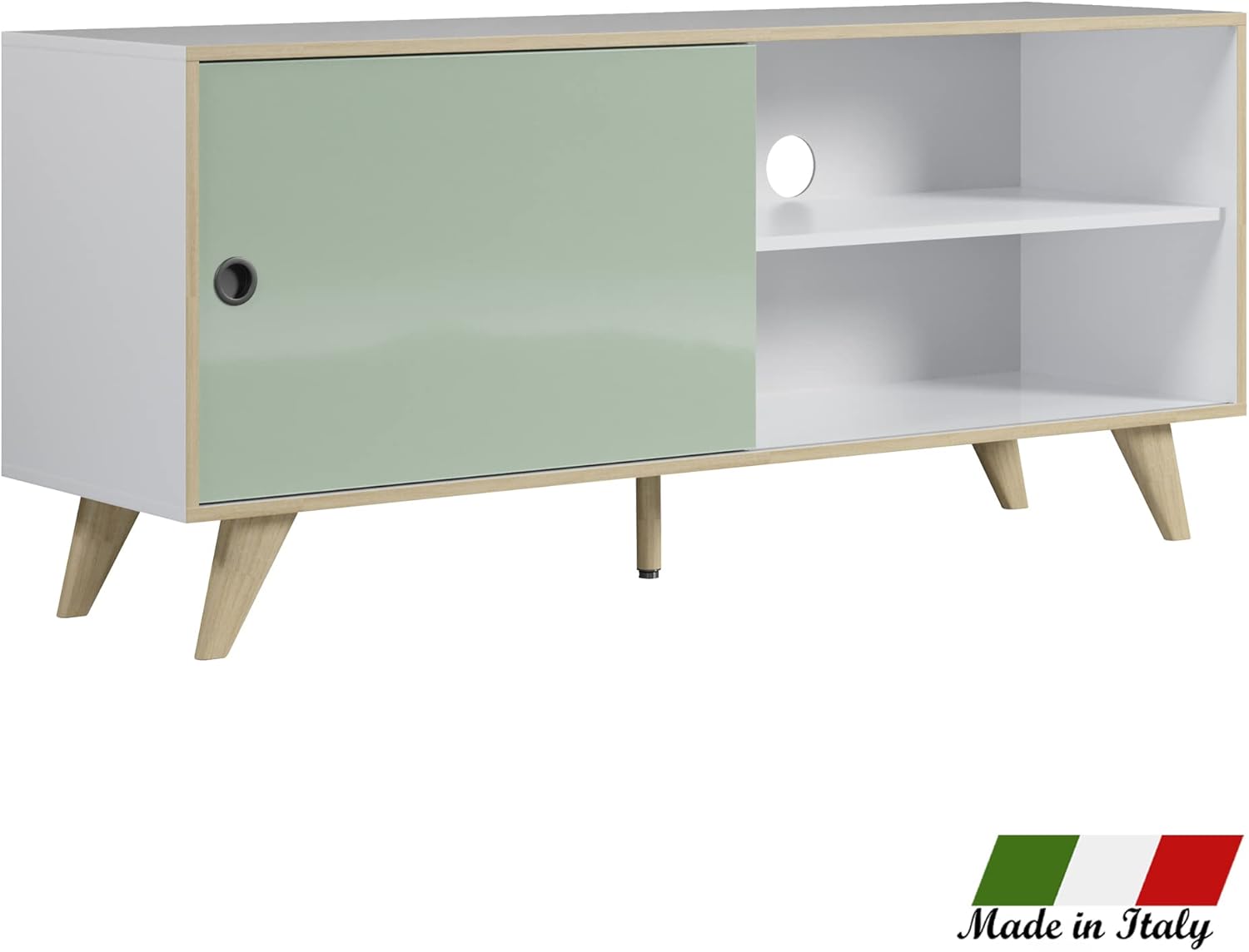 Bild von Inter-Furn Adelaide Sideboard, Holzwerkstoff, Weiß/Grün Hochglanz, 180 x 86 x 40 cm