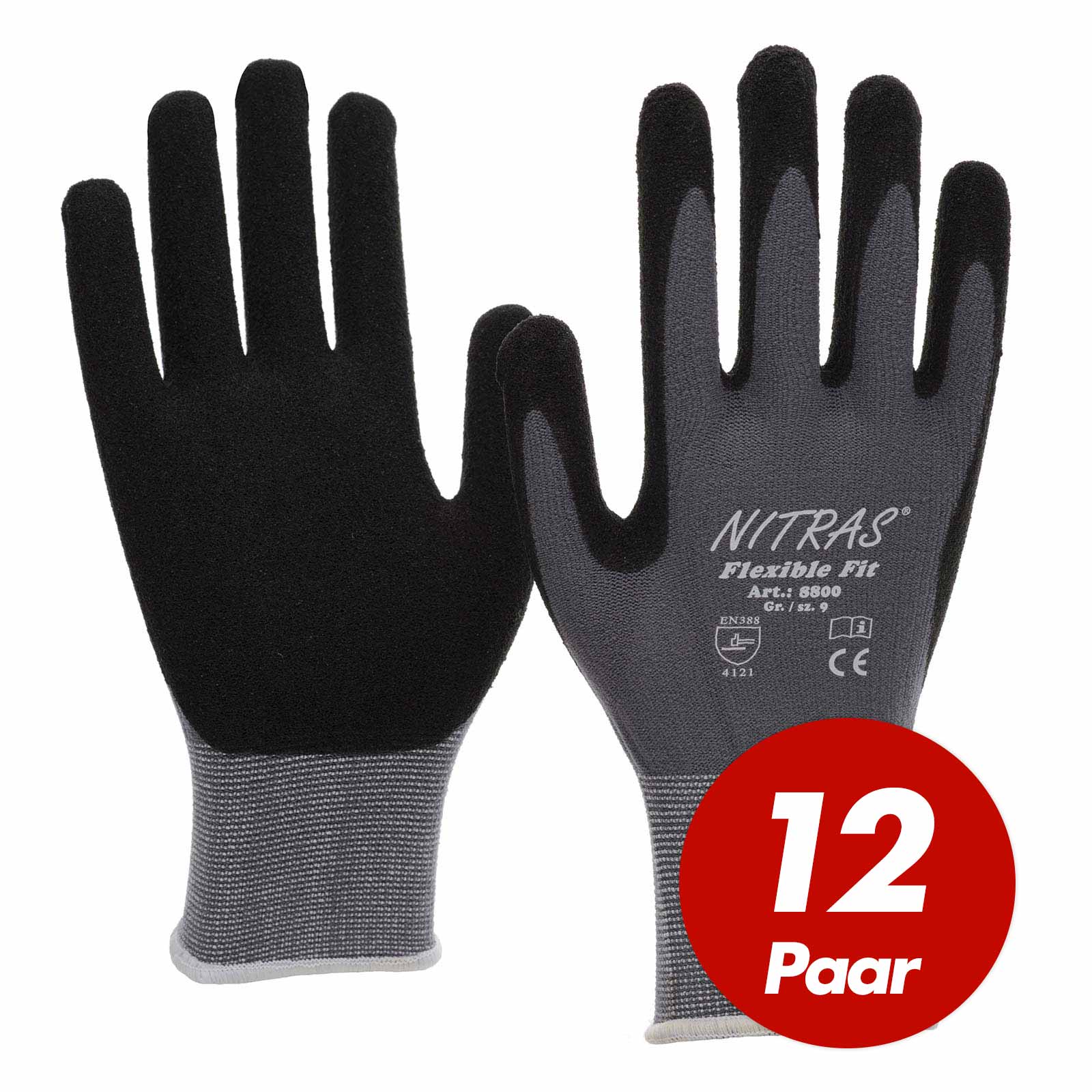 Bild von Nitras Nitril-Handschuhe 8800 Flexible Fit Allroundhandschuhe, Handschuhe - VPE 12 Paar (Spar-Set)