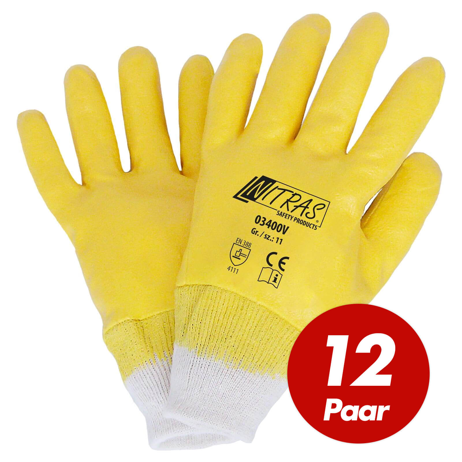 Bild von NITRAS 03400V Nitrilhandschuhe, Schutzhandschuhe, Gartenhandschuhe - VPE 12 Paar Größe:7