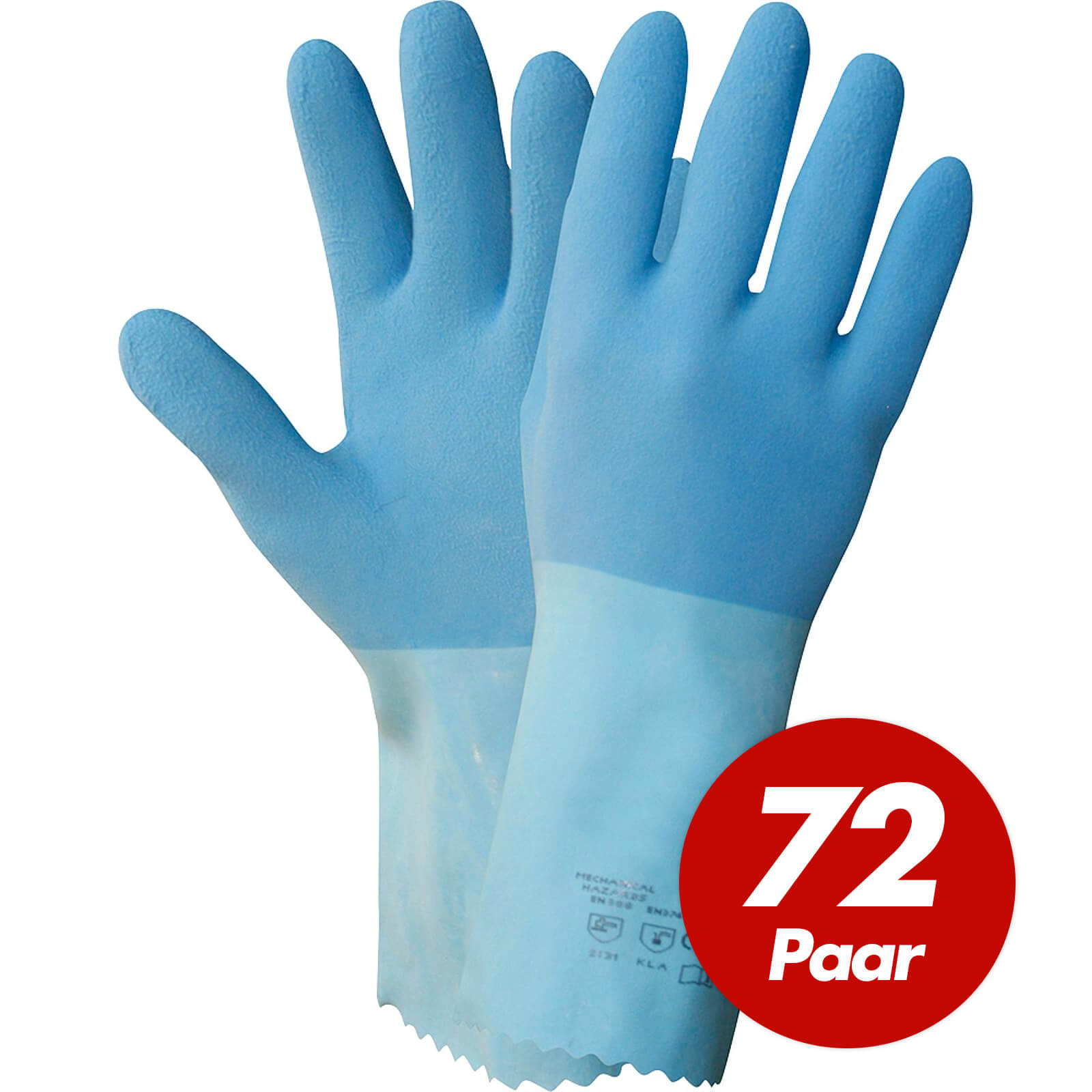 Bild von NITRAS 1611 Blue Power Grip Latexhandschuhe, Arbeits-Schutzhandschuhe - 72 Paar Größe:9
