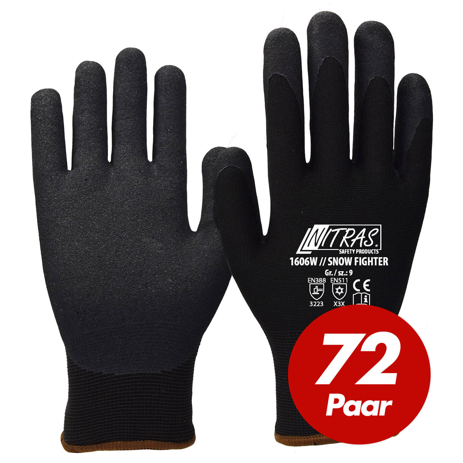 Bild von NITRAS Snow Fighter Winterhandschuhe 1606W, gesandete Nitrilbeschichtung - 72 Paar Größe:10