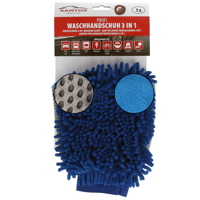 Bild von XANTOS Waschhandschuh Auto Reinigungshandschuh 3in1, (Putzhandschuh zum Auto waschen), Waschmaschinen geeignet